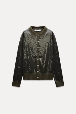 Discount CHAQUETA PUNTO LENTEJUELAS Mujer Cárdigan / Jerséis|Punto