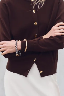 Outlet CHAQUETA PUNTO LISO BOTÓN DORADO Mujer Cárdigan / Jerséis|Punto