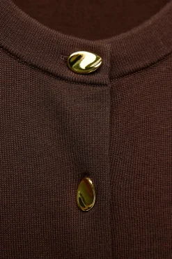 Outlet CHAQUETA PUNTO LISO BOTÓN DORADO Mujer Cárdigan / Jerséis|Punto