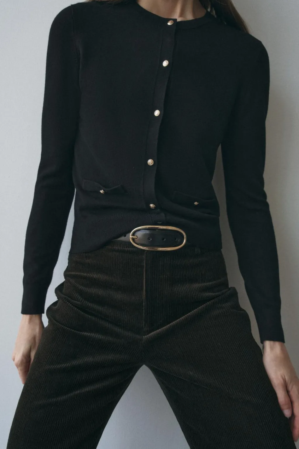 Fashion CHAQUETA PUNTO LISO BOTÓN DORADO Mujer Cárdigan / Jerséis|Punto