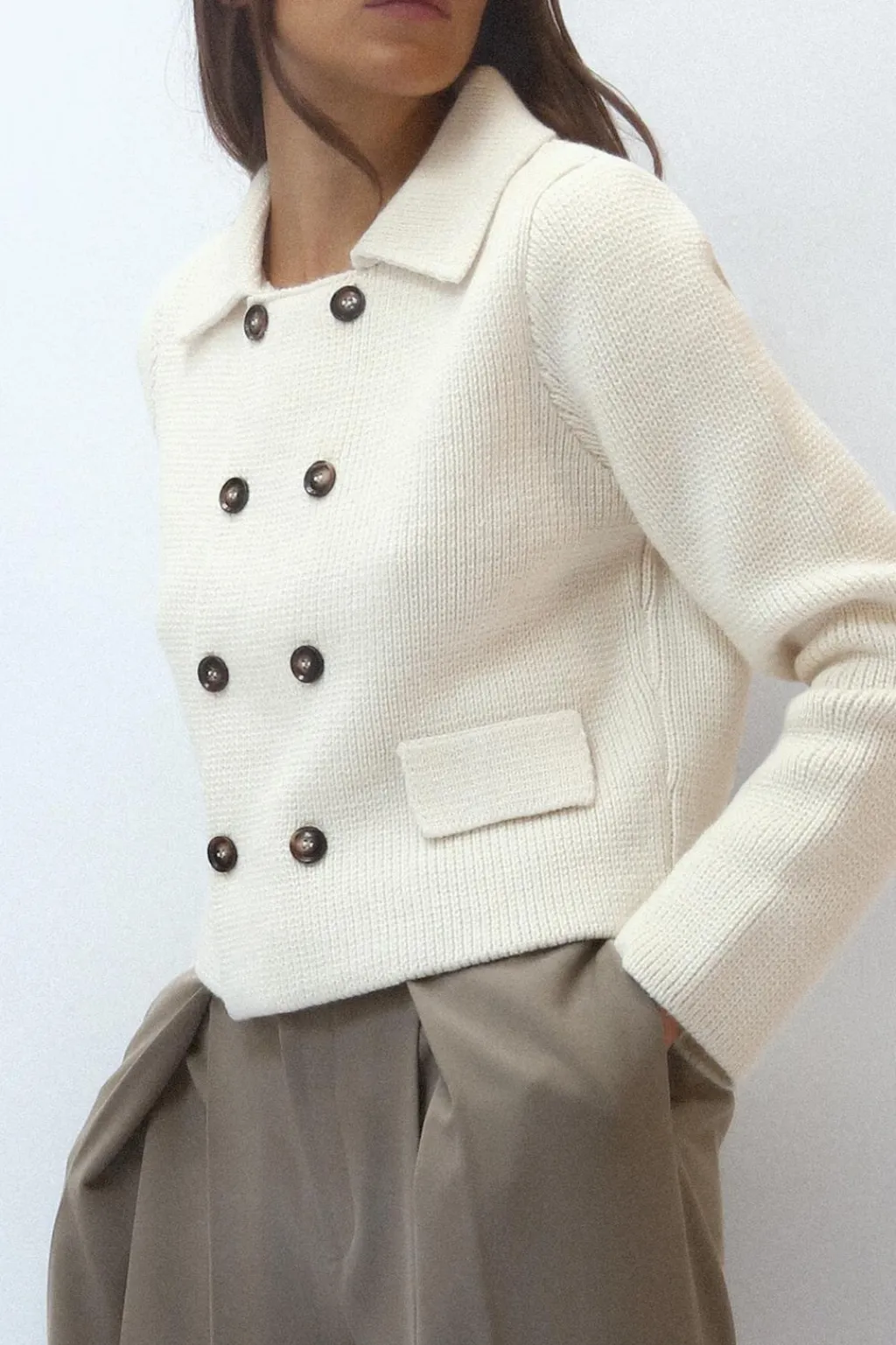 Fashion CHAQUETA PUNTO LISO BOTONES Mujer Cárdigan / Jerséis|Punto