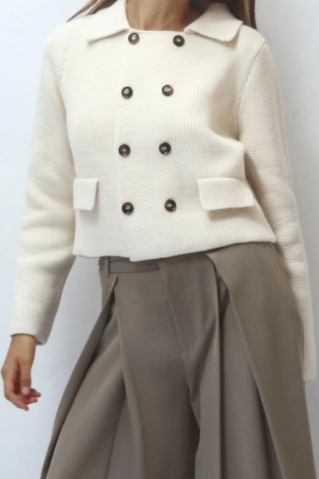 Fashion CHAQUETA PUNTO LISO BOTONES Mujer Cárdigan / Jerséis|Punto