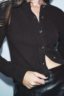 Sale CHAQUETA PUNTO LISO CON CASHMERE Mujer Cárdigan / Jerséis|Punto