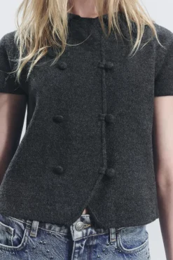 Online CHAQUETA PUNTO LISO MANGA CORTA Mujer Cárdigan / Jerséis|Punto