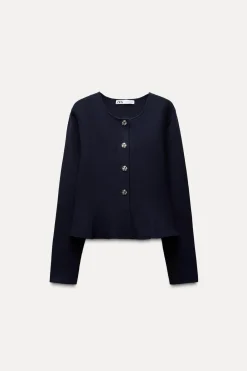 Sale CHAQUETA PUNTO LISO PEPLUM Mujer Cárdigan / Jerséis|Punto