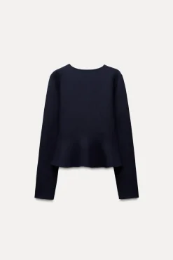 Sale CHAQUETA PUNTO LISO PEPLUM Mujer Cárdigan / Jerséis|Punto