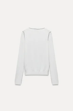 Discount CHAQUETA PUNTO LISO VIVOS CONTRASTE Mujer Cárdigan / Jerséis|Punto