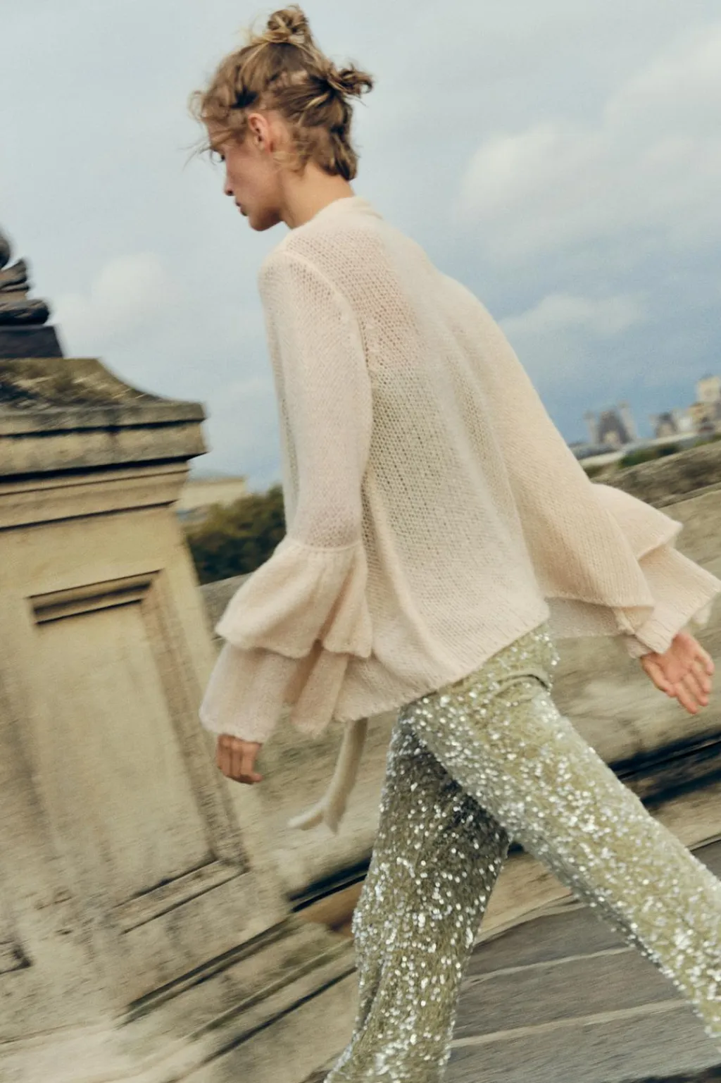 Discount CHAQUETA PUNTO MANGAS VOLANTES Mujer Cárdigan / Jerséis|Punto