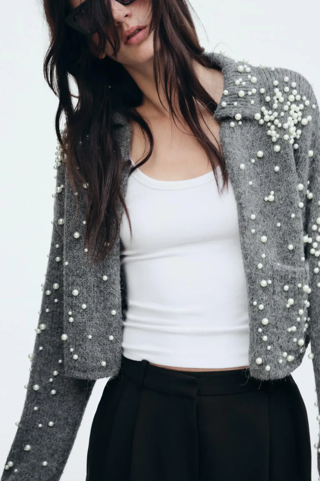 Fashion CHAQUETA PUNTO PERLAS Mujer Cárdigan / Jerséis|Punto