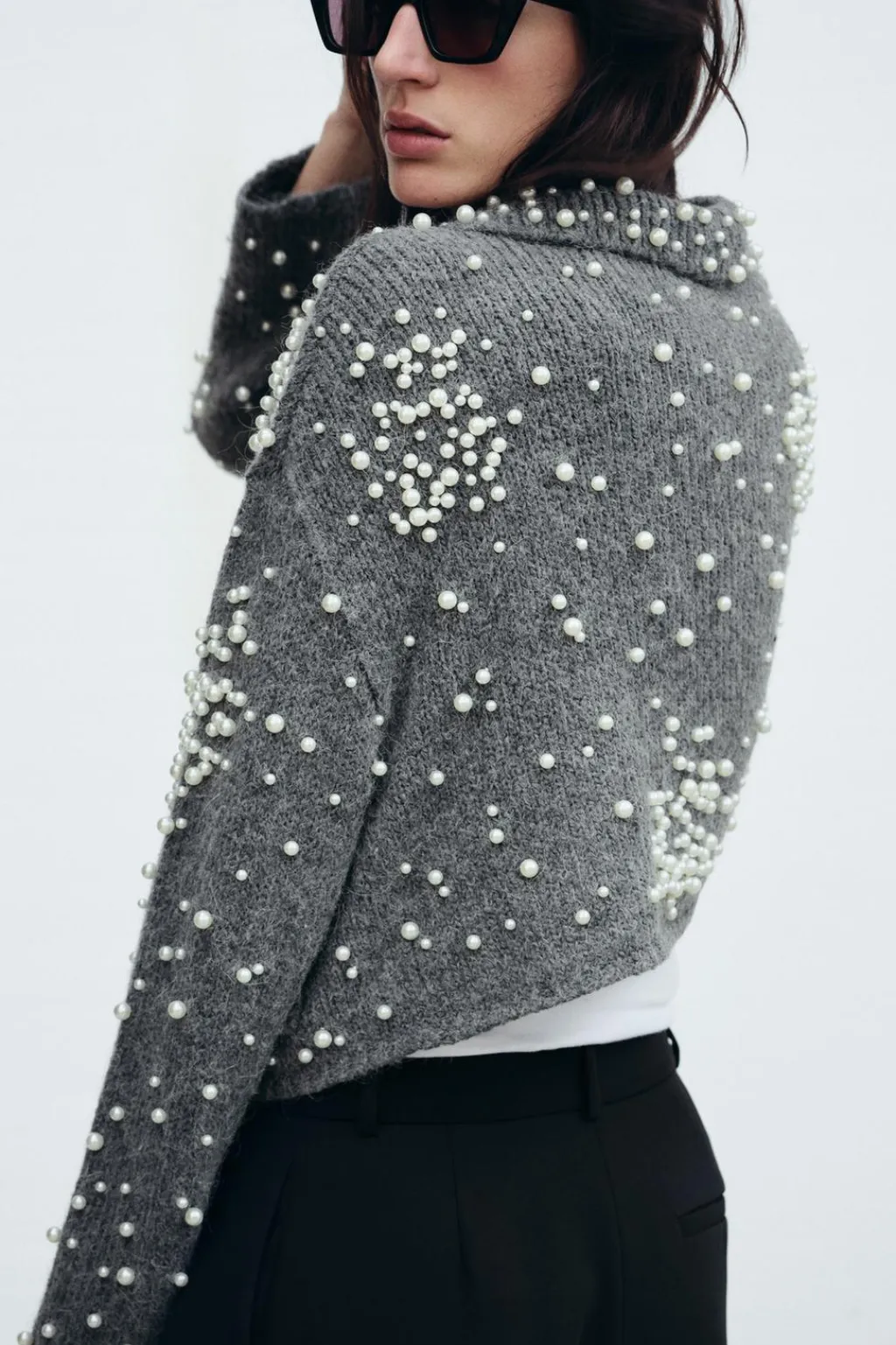 Fashion CHAQUETA PUNTO PERLAS Mujer Cárdigan / Jerséis|Punto