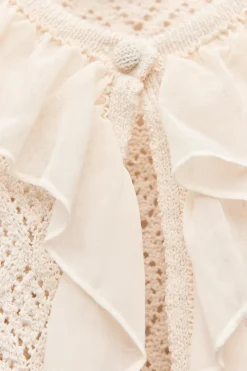 Discount CHAQUETA PUNTO POINTELLE VOLANTES Mujer Cárdigan / Jerséis|Punto