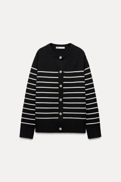 Hot CHAQUETA PUNTO RAYAS Mujer Cárdigan / Jerséis|Punto