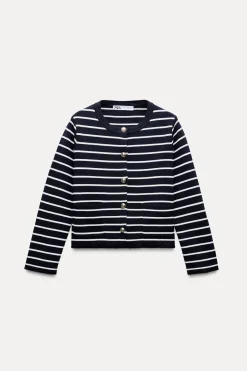 New CHAQUETA PUNTO RAYAS Mujer Cárdigan / Jerséis|Punto