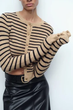 Clearance CHAQUETA PUNTO RAYAS Mujer Cárdigan / Jerséis|Punto