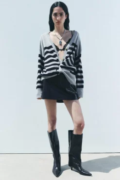 Best CHAQUETA PUNTO RAYAS 100% LANA Mujer Cárdigan / Jerséis|Punto