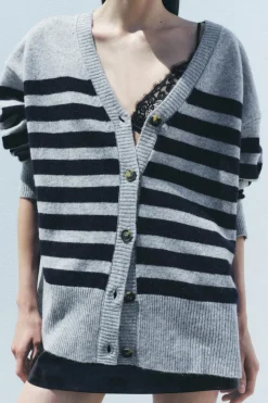 Best CHAQUETA PUNTO RAYAS 100% LANA Mujer Cárdigan / Jerséis|Punto