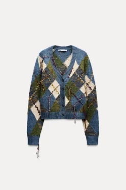 Outlet CHAQUETA PUNTO ROMBOS Mujer Cárdigan / Jerséis|Punto