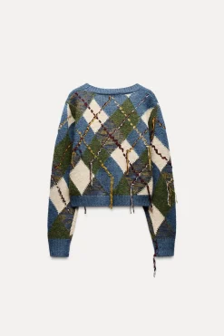 Outlet CHAQUETA PUNTO ROMBOS Mujer Cárdigan / Jerséis|Punto