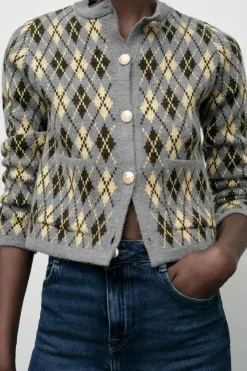 Clearance CHAQUETA PUNTO ROMBOS Mujer Cárdigan / Jerséis|Punto