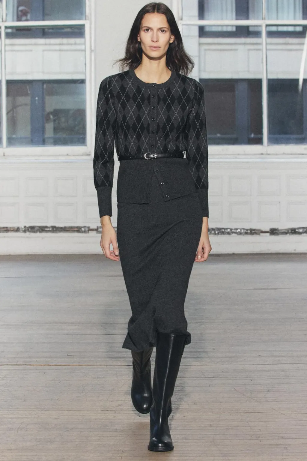 Fashion CHAQUETA PUNTO ROMBOS CINTURÓN Mujer Cárdigan / Jerséis|Punto