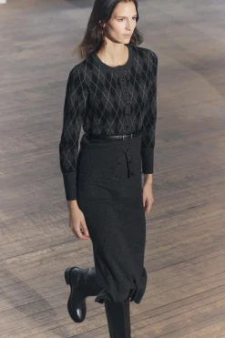 Fashion CHAQUETA PUNTO ROMBOS CINTURÓN Mujer Cárdigan / Jerséis|Punto