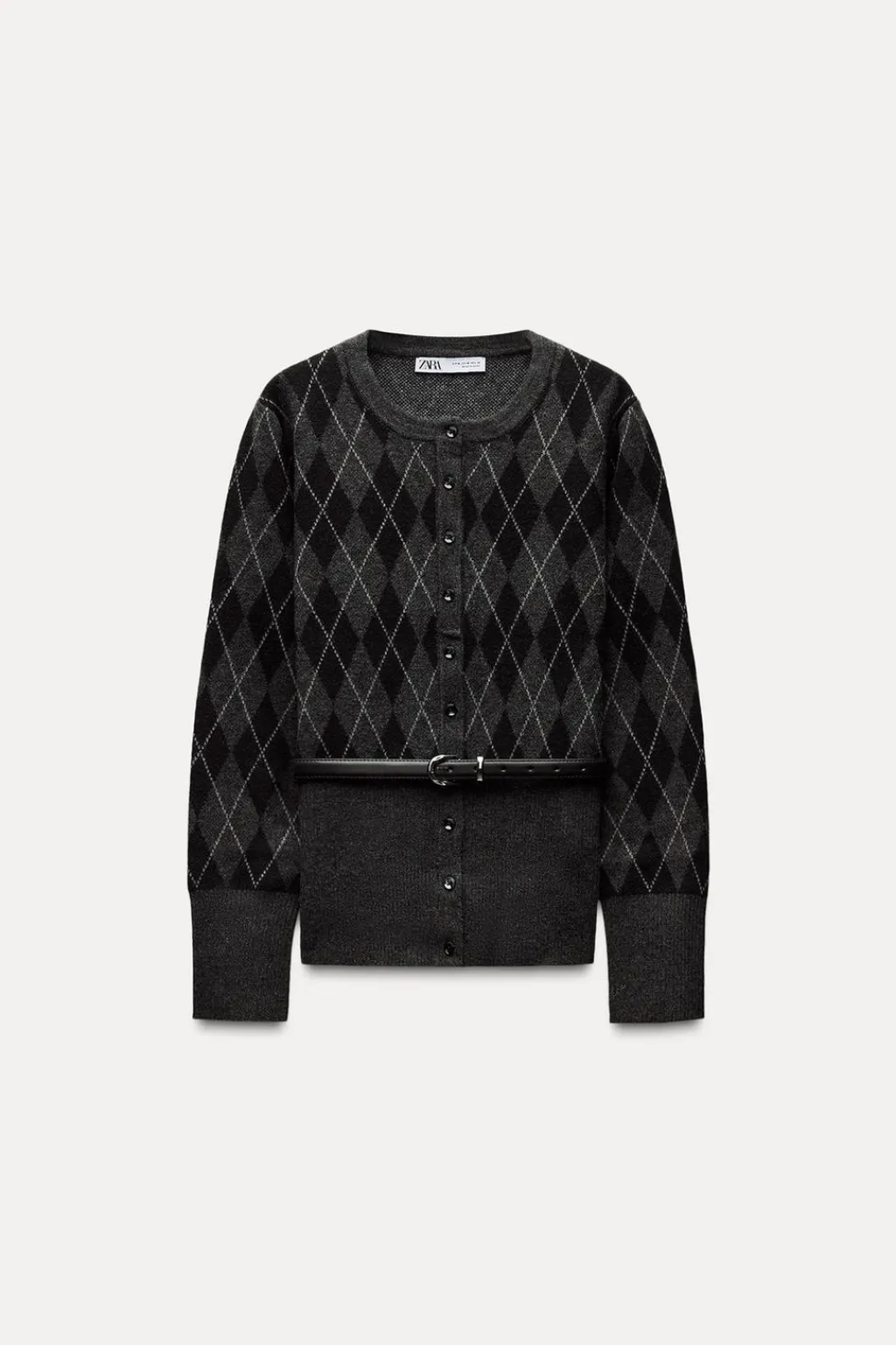 Fashion CHAQUETA PUNTO ROMBOS CINTURÓN Mujer Cárdigan / Jerséis|Punto