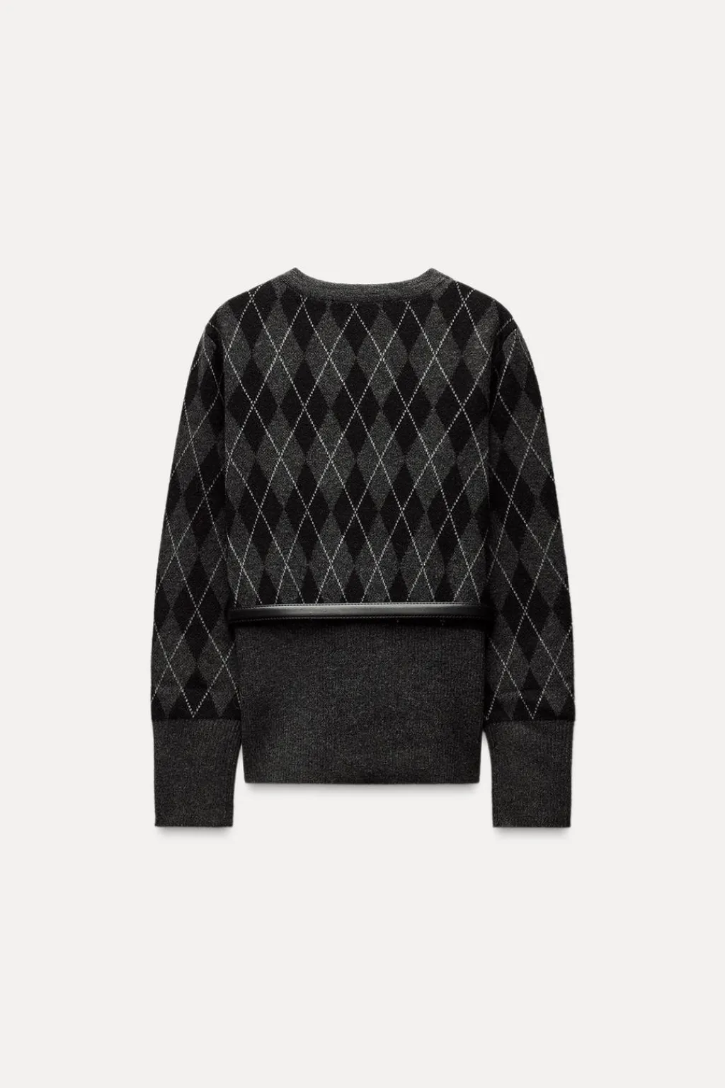 Fashion CHAQUETA PUNTO ROMBOS CINTURÓN Mujer Cárdigan / Jerséis|Punto