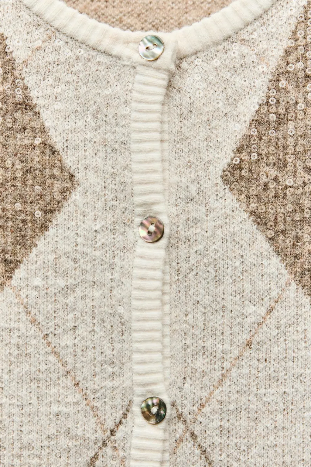 Online CHAQUETA PUNTO ROMBOS LENTEJUELAS Mujer Cárdigan / Jerséis|Punto