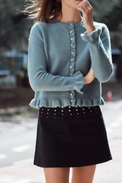 Online CHAQUETA PUNTO VOLANTES Mujer Cárdigan / Jerséis|Punto