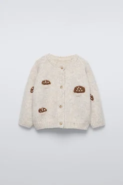 Niños ZARA 6 - 18 Meses·Punto<CHAQUETA SETAS BORDADAS