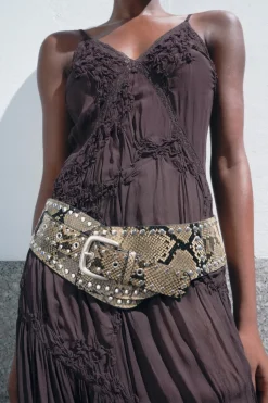 Clearance CINTURÓN FAJÍN PIEL TACHAS ESTAMPADO ANIMAL Mujer Accesorios / Bisuteria