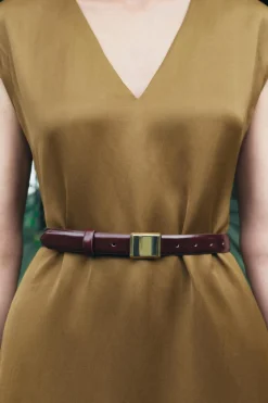 Best CINTURÓN FINO PIEL HEBILLA CUADRADA Mujer Accesorios / Bisuteria