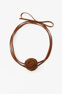 Discount COLLAR CORDÓN PIEL ANTE FLOR Mujer Accesorios / Bisuteria