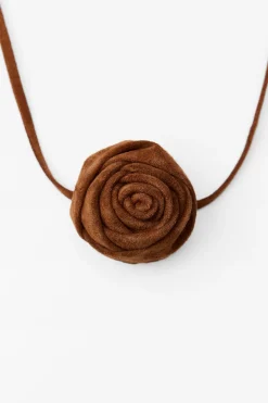Discount COLLAR CORDÓN PIEL ANTE FLOR Mujer Accesorios / Bisuteria