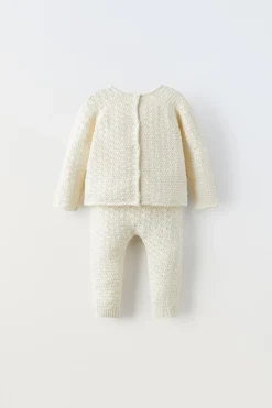 Niños ZARA 0 - 6 Meses·Punto|0 - 6 Meses·Leggings / Polainas<CONJUNTO ALGODÓN SEDA PUNTO ESTRUCTURA