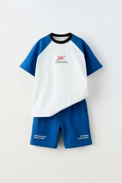 Niños ZARA 6 - 14 Años·Camisetas|6 - 14 Años·Pantalones<CONJUNTO CAMISETA RANGLAN Y BERMUDA