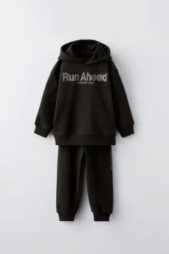 Niños ZARA 1½ - 6 Años·Sudaderas|1½ - 6 Años·Pantalones<CONJUNTO FELPA SUDADERA Y JOGGER TEXTO