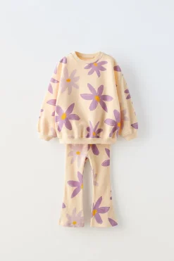Niños ZARA 1½ - 6 Años·Sudaderas|1½ - 6 Años·Pantalones<CONJUNTO FLORES SUDADERA Y LEGGING FLARE