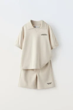 Niños ZARA 6 - 14 Años·Camisetas|6 - 14 Años·Pantalones<CONJUNTO INTERLOCK POLO Y BERMUDA