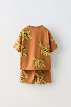 Niños ZARA 1½ - 6 Años·Camisetas|1½ - 6 Años·Faldas / Bermudas<CONJUNTO JOGGING CAMISETA Y BERMUDA PERRITOS