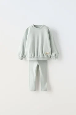 Niños ZARA 1½ - 6 Años·Sudaderas|1½ - 6 Años·Pantalones<CONJUNTO JOGGING SUDADERA Y LEGGING OVERSIZE
