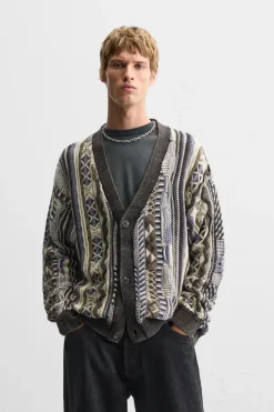 Fashion CÁRDIGAN JACQUARD ABSTRACTO Hombre Jerséis / Chaquetas
