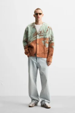 Sale CÁRDIGAN JACQUARD TEXTURA CEPILLADO Hombre Jerséis / Chaquetas