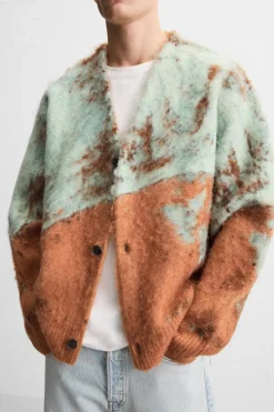 Sale CÁRDIGAN JACQUARD TEXTURA CEPILLADO Hombre Jerséis / Chaquetas