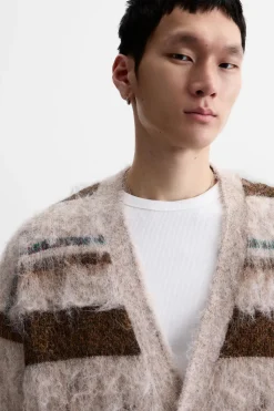 Sale CÁRDIGAN RAYAS TEXTURA DESAGUJADOS Hombre Jerséis / Chaquetas