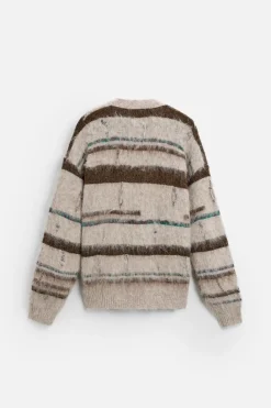 Sale CÁRDIGAN RAYAS TEXTURA DESAGUJADOS Hombre Jerséis / Chaquetas