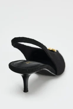 Fashion DESTALONADO TEJIDO APLIQUE METÁLICO Mujer Zapatos