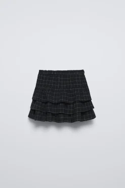Niños ZARA 6 - 14 Años·Faldas / Bermudas<FALDA BERMUDA CUADROS VOLANTES