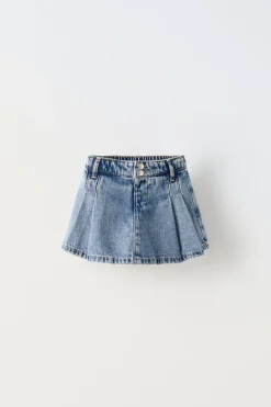 Niños ZARA 1½ - 6 Años·Jeans / Denim|1½ - 6 Años·Faldas / Bermudas<FALDA BERMUDA DENIM TABLAS