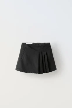 Niños ZARA 6 - 14 Años·Faldas / Bermudas<FALDA BERMUDA DENIM TABLAS